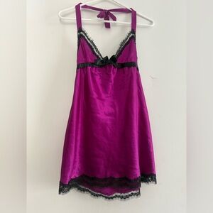 Fredericks of Hollywood Babydoll Womens Medium Lingerie Mesh Lace Trim Y2k Satin